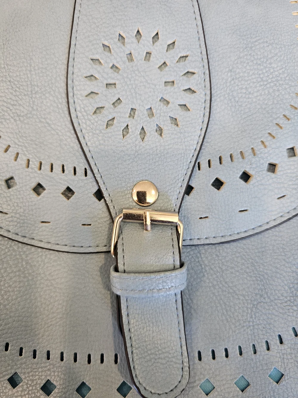 Gold Coast Light Baby Blue Perforated Crossbody Shoulder Bag
